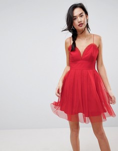 Сетчатое платье мини с рюшами ASOS - Красный