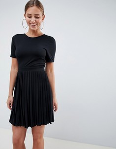 Платье мини с плиссированной юбкой ASOS DESIGN - Черный
