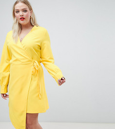 Платье с длинными рукавами и запахом Unique 21 Hero - Желтый