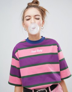 Свободная футболка в полоску Lazy Oaf - Розовый