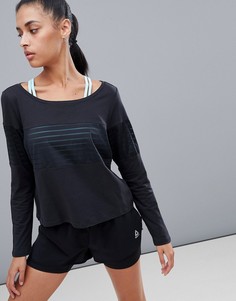 Черный укороченный лонгслив с сетчатой вставкой Reebok Training - Черный
