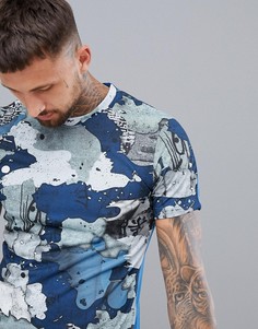Синяя футболка с камуфляжным принтом Reebok Training Speedwick DN6053 - Синий