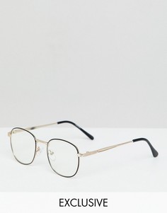 Квадратные очки с прозрачными стеклами Reclaimed Vintage inspired - Черный