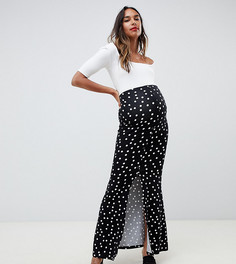 Юбка макси в горошек с пуговицами и разрезом ASOS DESIGN Maternity - Мульти