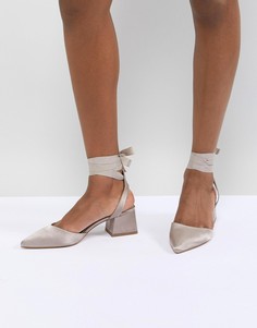 Туфли на среднем каблуке с завязками ASOS DESIGN Seymour - Серый