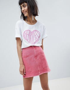 Джинсовая юбка с карманами Pieces - Розовый