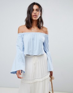 Топ с открытыми плечами и рукавами клеш Vero Moda - Синий