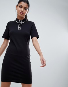Контрастное платье-рубашка с кантом ASOS DESIGN - Черный