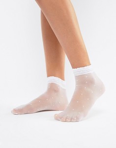 Белые полупрозрачные носки в горошек с оборками ASOS DESIGN - Белый