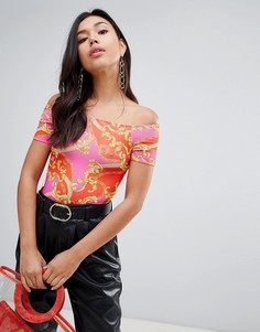 Боди с открытыми плечами и принтом ASOS DESIGN - Мульти