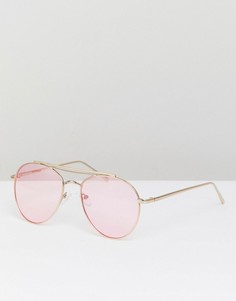 Солнцезащитные очки-авиаторы с розовыми стеклами Reclaimed Vintage inspired - Розовый