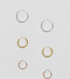Набор серебряных позолоченных серег 12 мм Kingsley Ryan - Золотой