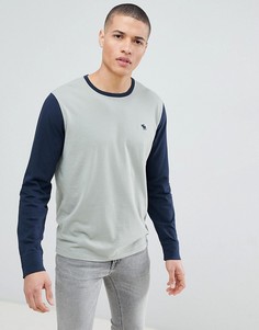 Лонгслив колор блок с логотипом (зеленый/темно-синий) Abercrombie & Fitch - Зеленый