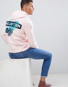 Розовый худи с принтом на спине Hollister - Розовый