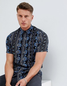 Рубашка классического кроя с принтом пейсли ASOS DESIGN - Синий