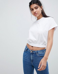 Укороченная футболка с эластичным краем ASOS DESIGN - Белый