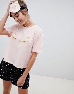 Пижамный комплект из футболки и шорт ASOS DESIGN - Мульти
