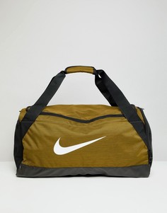 Сумка дафл цвета хаки с логотипом-галочкой Nike - Зеленый