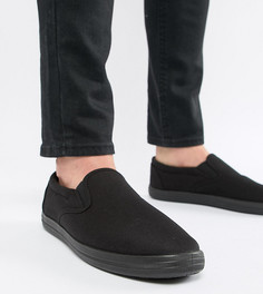 Черные парусиновые кеды-слипоны для широкой стопы ASOS DESIGN - Черный