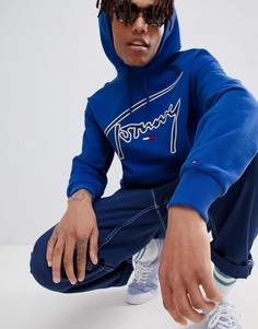 Свободный худи синего цвета с логотипом Tommy Jeans Signature Capsule - Синий