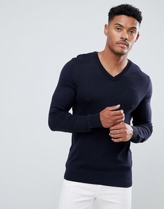 Темно-синий облегающий джемпер с V-образным вырезом River Island - Темно-синий