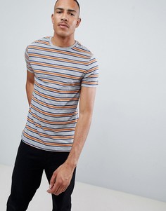 Оранжево-серая футболка в полоску Burton Menswear - Оранжевый