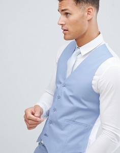 Голубой приталенный жилет из эластичного хлопка ASOS DESIGN Wedding - Синий