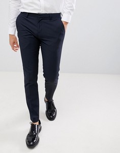 Темно-синие облегающие строгие брюки Burton Menswear - Темно-синий