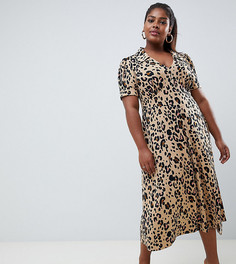 Чайное платье миди со звериным принтом ASOS DESIGN Curve - Мульти