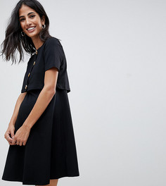 Свободное двухслойное платье для кормящих мам ASOS DESIGN Maternity - Черный