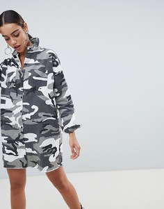 Платье-рубашка с камуфляжным принтом Missguided - Серый