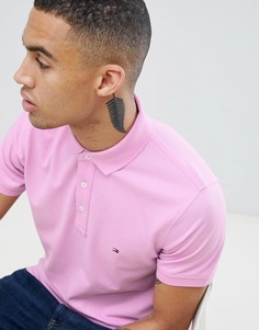 Розовое поло узкого кроя из пике с логотипом флага Tommy Hilfiger - Розовый