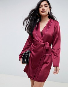 Атласное платье-смокинг мини с окантовкой ASOS DESIGN - Красный