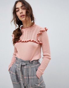 Джемпер с оборкой на груди Vero Moda - Розовый