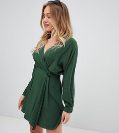 Повседневное платье мини с запахом ASOS DESIGN Petite - Зеленый