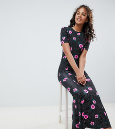 Чайное платье макси в горошек с цветочным принтом ASOS DESIGN Tall Сity - Мульти