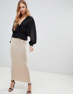 Юбка макси телесного цвета Boohoo - Бежевый