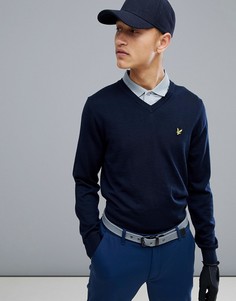 Темно-синий джемпер с V-образным вырезом Lyle & Scott Golf Bowmont - Темно-синий