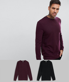 Комплект из 2 облегающих свитшотов (черный/бордовый) ASOS DESIGN - Мульти