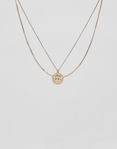Золотистое ожерелье с подвеской-монеткой Monki - Золотой