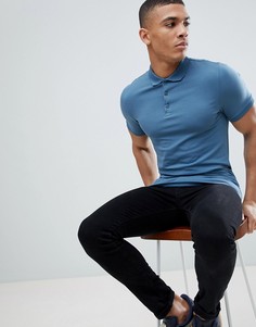 Синее обтягивающее поло с асимметричным краем ASOS DESIGN - Серый