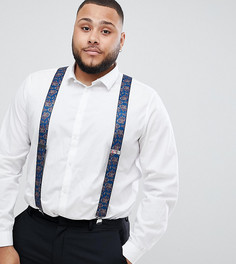 Темно-синие подтяжки с широкими ремешками и принтом пейсли ASOS DESIGN Plus Wedding - Темно-синий