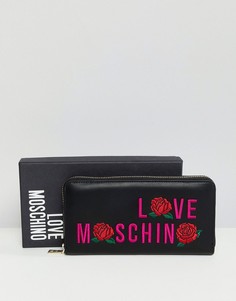Розовый кошелек на молнии с логотипом Love Moschino - Черный