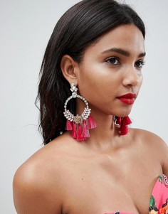 Серьги-подвески с кисточками и камнями River Island - Розовый