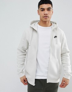 Худи серого цвета на молнии Nike Club 804389-072 - Серый