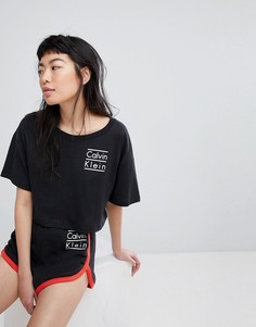 Топ с круглым вырезом и короткими рукавами Calvin Klein - Черный