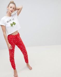 Пижамный комплект с брюками Brave Soul Olive You - Красный