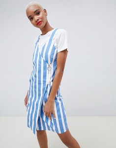 Полосатое платье с запахом и молнией Ichi - Мульти