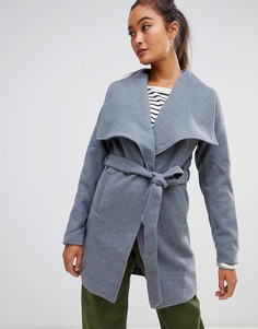 Пальто с каскадной отделкой и поясом Parisian - Серый