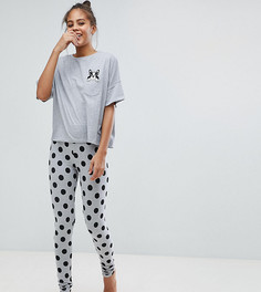 Пижама с футболкой и леггинсами ASOS DESIGN Tall Frenchie - Серый